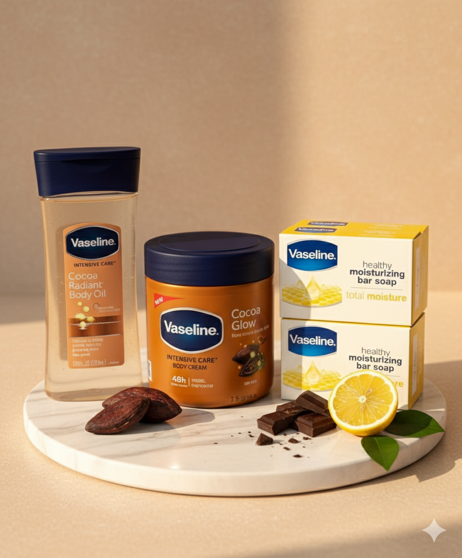 Coffret Vaseline Cocoa Radiant & Glow – Révélateur d'Éclat Suprême pour Peaux Noires & Mates — photo 2, OnMyShop Abidjan