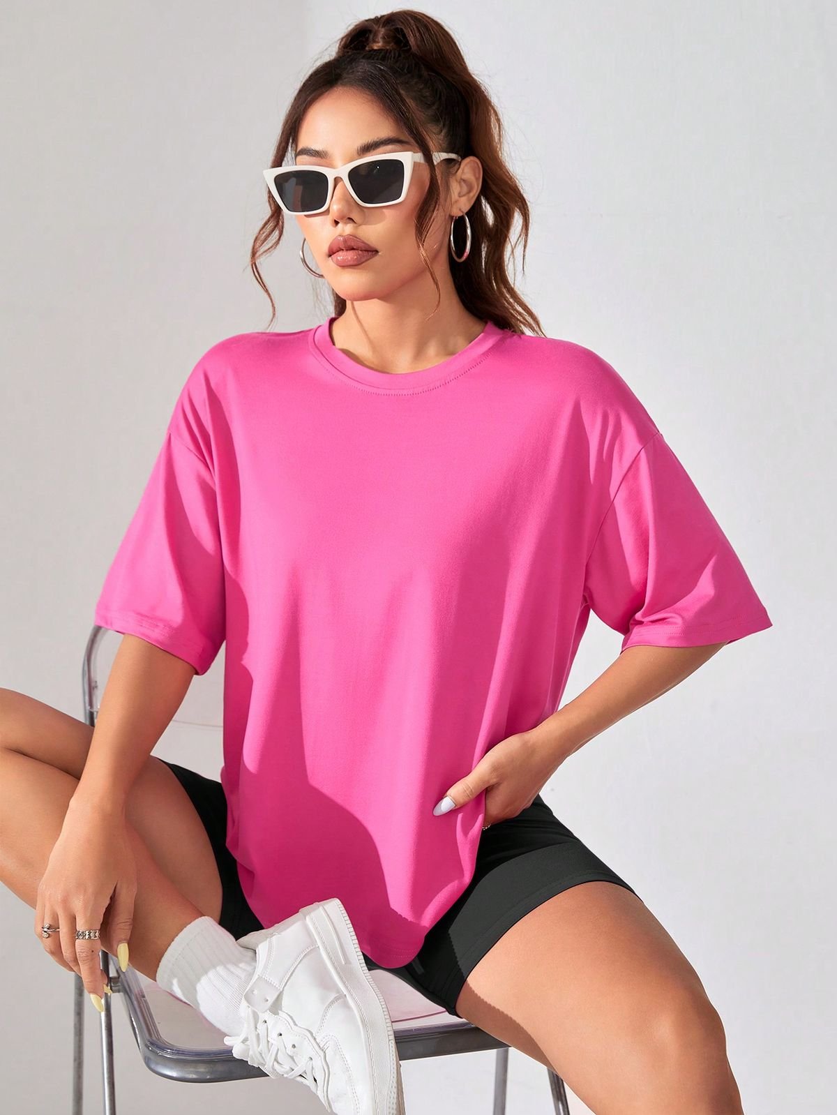 t-shirt unicolore rose pur — photo 3, OnMyShop Abidjan